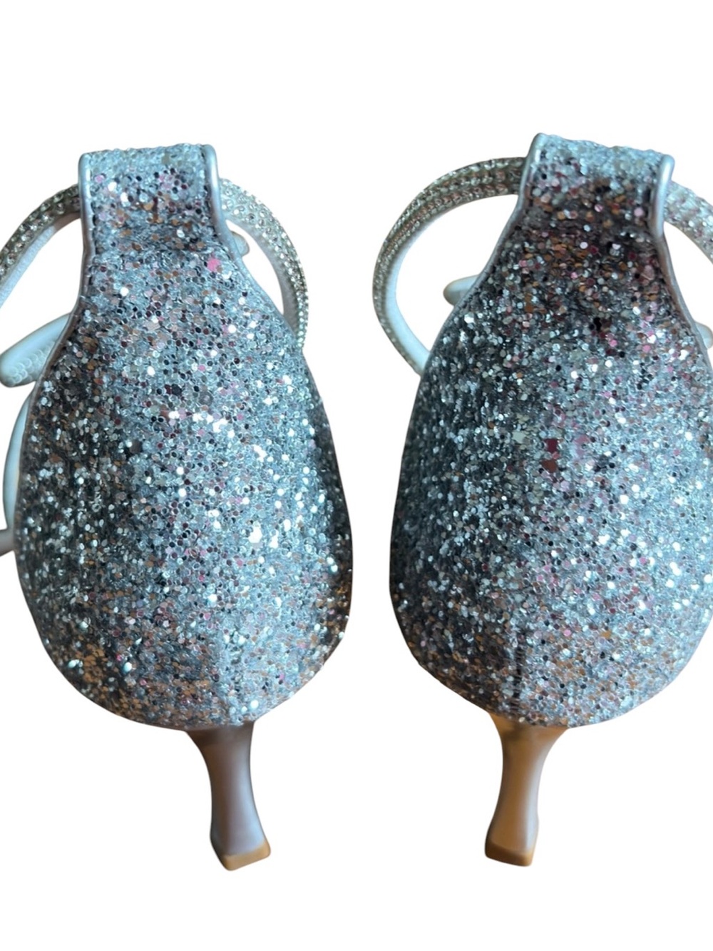 SHEIN Silver Glitter Pointed-Toe Ankle-Strap Heels with Bow - Picture 4 of 11
